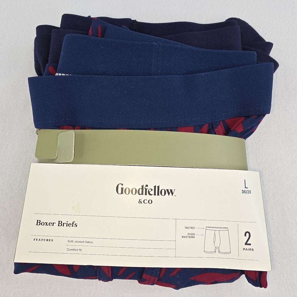 Goodfellow & Co Men's 2pk Boxer Briefs Ref Navy Print Large NEW R-0255 - Picture 2 of 7